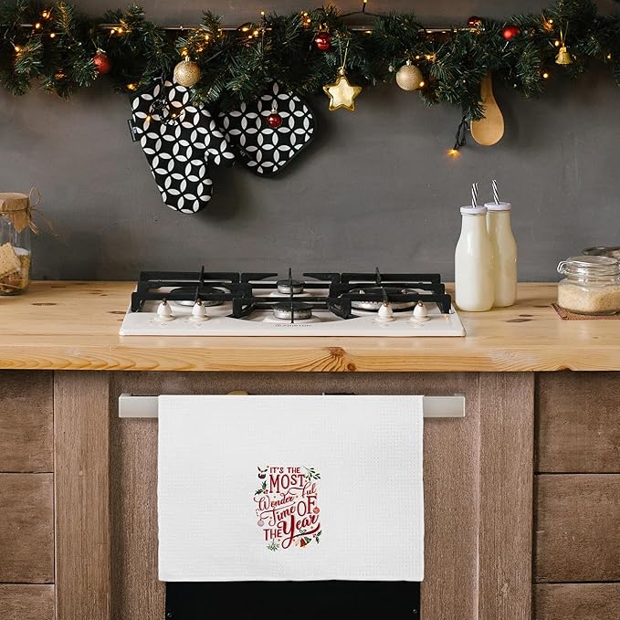 Christmas Kitchen Towels, It's The Most Wonderful Time of The Year Hand Towels for Bathroom, Dish Towels for Kitchen, Kitchen Bathroom Decor, 16x24 Inches