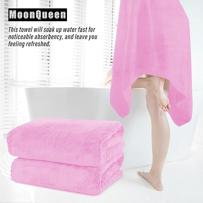 MOONQUEEN 2 Pack Premium Bath Towel Set - Quick Drying - Microfiber Coral Velvet Highly Absorbent Towels - Multipurpose Use as Bath Fitness, Bathroom, Shower, Sports, Yoga Towel (Frozen Berry)