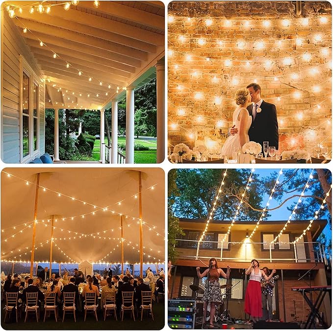 Outdoor LED String Lights, 50Ft with 52 Frosted White LED Globe Bulbs, Waterproof for Indoor/Outdoor Use, Perfect for Garden, Bistro, Pergola, Tents & Decorations, White
