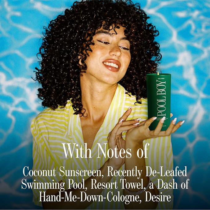 Vacation Well-Tipped Pool Boy Candle, Luxury Coconut Candle with Pool Water, Sunscreen, Resort Towel Scent, Premium Gift for Home Decor & Beach Lovers