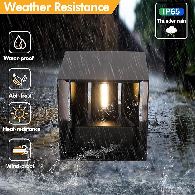 20W Outdoor Wall Light Fixtures,Aluminium Up and Down Lights Outdoor Porch Lights,3-Color-Temperature Adjustable and Adjustable Beam,4.72-Inch Black LED Indoor Wall Sconces for Any Setting Use(1 Pack)
