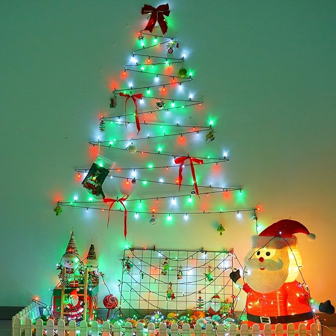 YEGUO 500 LED Grenn Wire Christmas Lights(Red White and Green)