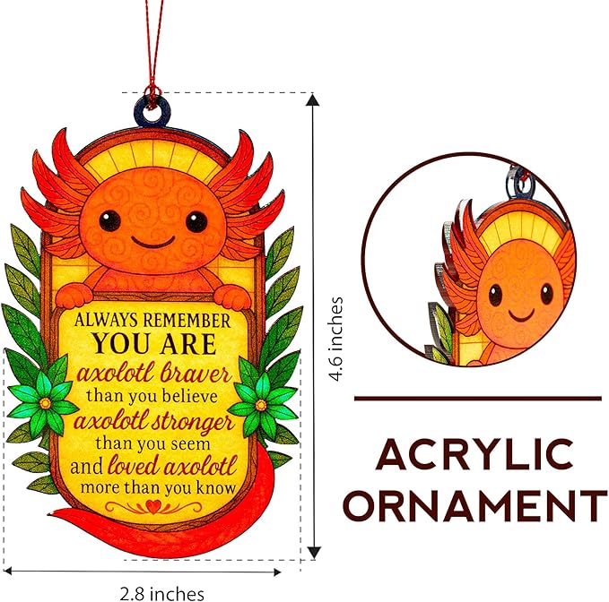 Positive Axolotl Gifts for Women, Men – Inspirational Suncatcher with Uplifting Quote, Emotional Support Gift for Mom, Teacher, Daughter – Birthday, Christmas or Valentine Keepsake