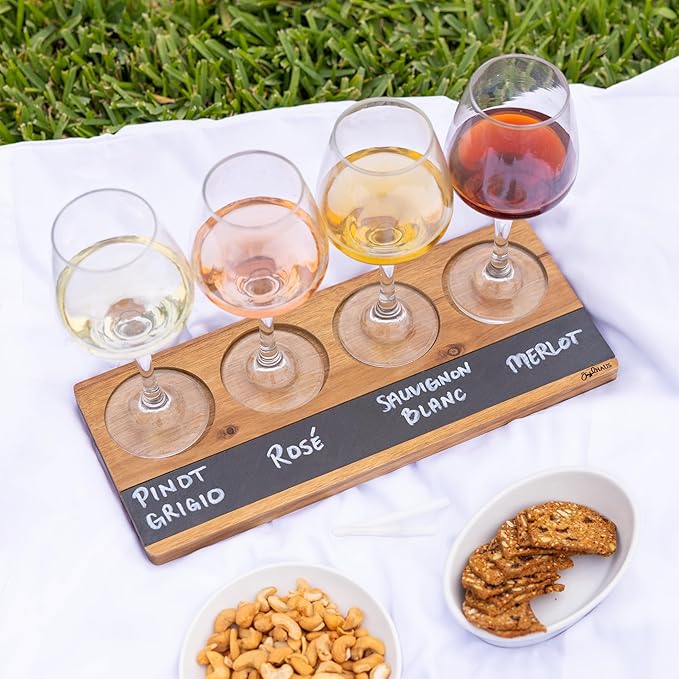 2-Pack Wine Flight Boards – Rustic Wooden Tasting Trays for Wine & Charcuterie – Bar Serving Paddles for Couples, Wine Gift Set for Tastings, Entertaining & Home Décor