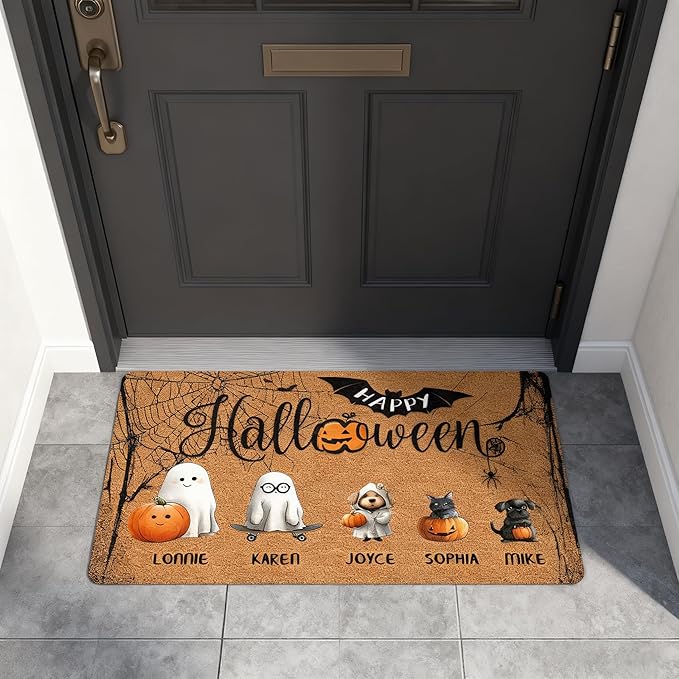 Custom Halloween Name Door Mat for Family, Personalized Halloween Decor Indoor, Custom Doormat, Halloween Decor Gifts Customized Non-Slip Indoor Doormat