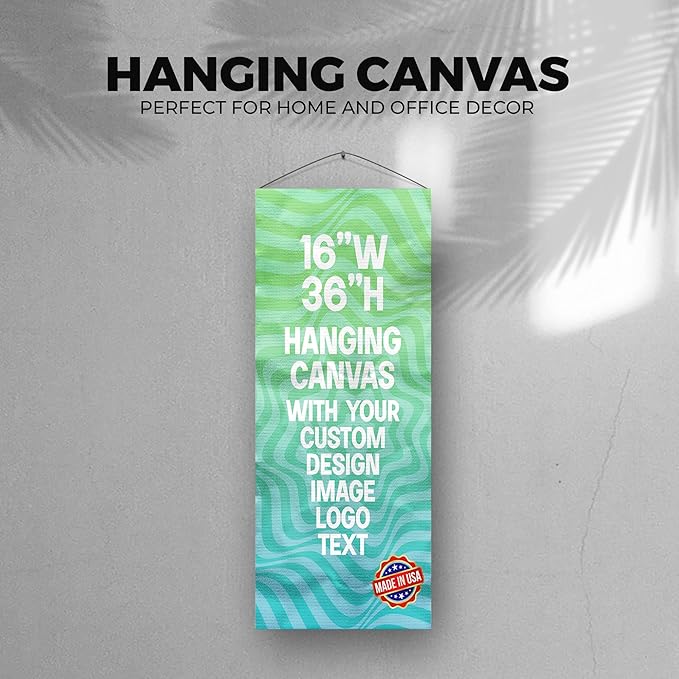 Custom Hanging Canvas Wall Art (16”x35”) by BCB Print | Personalized Picture Banner | Ready to Hang Vertical Home Decor | HD Print Bedroom & Living Room Wall Art | Express Dispatch/Ship | Made in USA