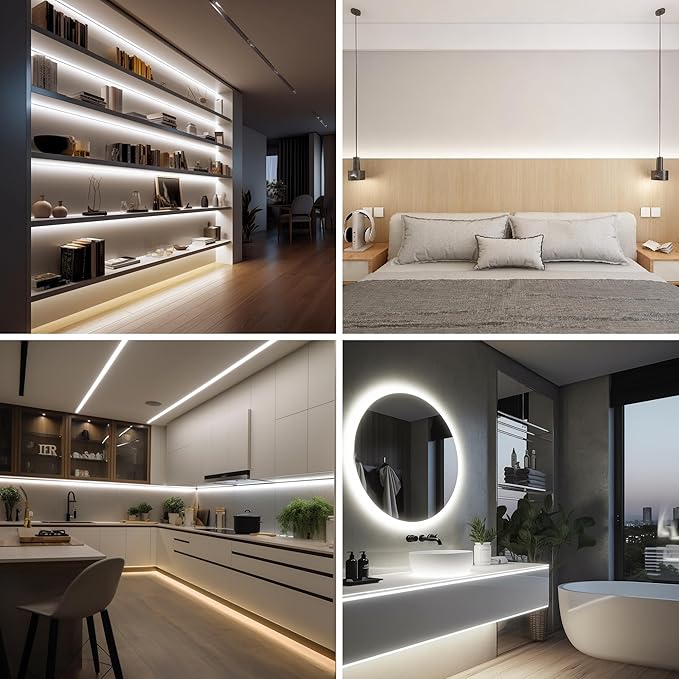 COB LED Strip 5m,16.4ft LED Strip Lights,Touch Dimmable LED Strips,CRI90+,6000K Daylight White LED Tape Lights,1600LEDs,24V cob led,Indoor for Bedroom,Kitchen,TV,Mirror,Cabinet