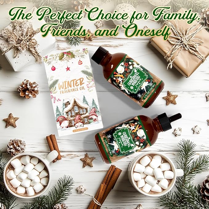 Christmas Wreath Fragrance Oil 4 Fl Oz, Undiluted Winter Essential Oil with Glass Dropper for Diffuser, Humidifier, House Cleaning,Spray,Soap Making,Candle Making,Yoga,Long Lasting Scents