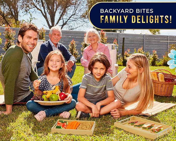 Set of 2 Decorative Serving Trays - Bamboo + Silver Stainless Steel Handles - Coffee Table or Ottoman Tray for Breakfast in Bed Jewelry, Decor Organization - 12"x17" - Pure Bamboo Finish