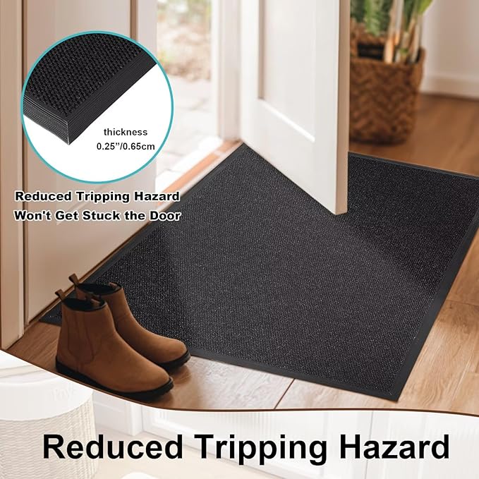 Commercial Grade Front Door Mat 3′ x 36′Customized Sizes,Heavy Duty Waterproof All Weather Doormat for Entrance, Rubber Backing Low Profile Indoor Outdoor Mats,Brush Floor Mats for High Traffic Area