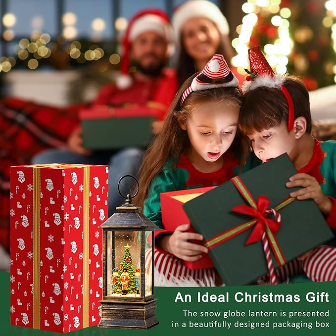 10.4" Christmas Snow Globe Water Lantern with Nutcracker Scene Battery Operated or USB Powered Musical Lighted Holiday Decoration for Tabletop Display for Family and Friends