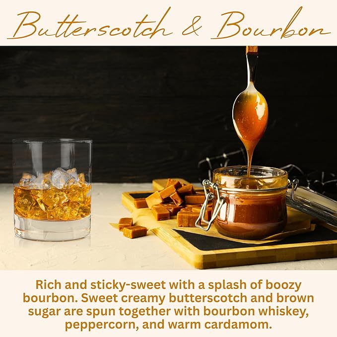 Wickless Candles for Candle Warmer Lamp, Many Scents to Choose, 100% Non-Toxic Soy Wax, Scented Candle Melts for Warming Plate, Handmade in The USA (Butterscotch & Bourbon)