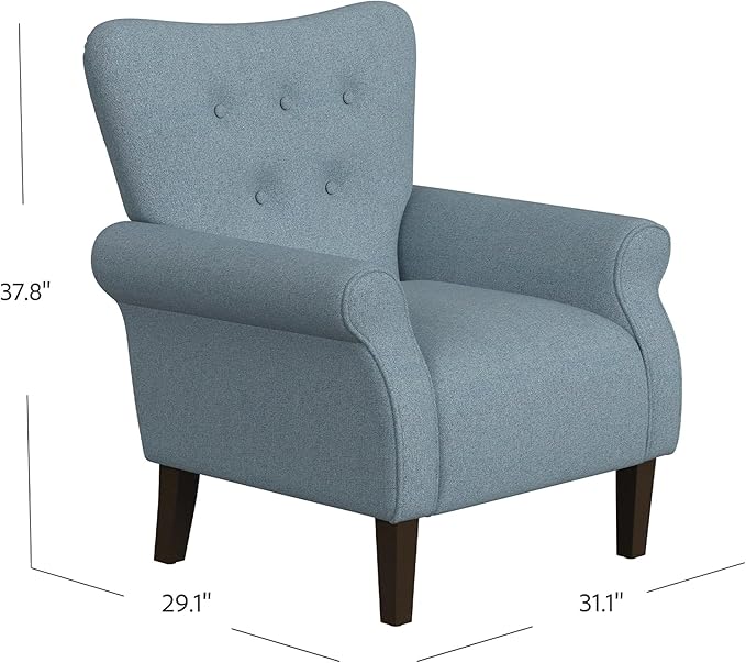 Spatial Order Home Decor | Upholstered Rolled Arm Wingback Accent Chair | Accent Chairs for Living Room & Bedroom | Decorative Home Furniture - Blue Textured Woven