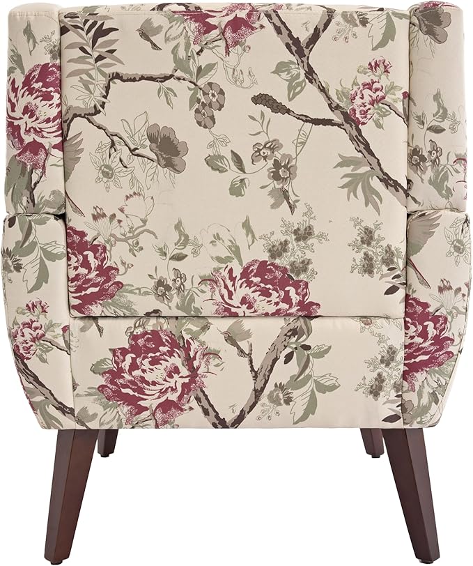 UIXE Floral Accent Chair, Modern Upholstered Armchair in Fabric for Living Room, Comfy Club Arm Chairs Single Sofa Button Tufted Bedroom Reading Seat - Pattern Floral, Set of 1