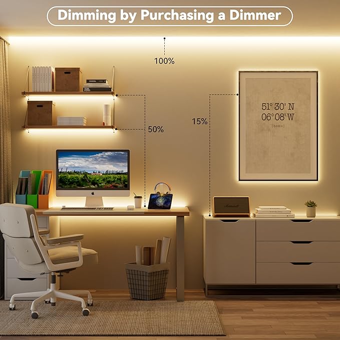 MIWISE COB LED Strip 32.8ft/10m,CRI 90+ Warm White 3000K High Lumen Super Bright Flexible DC24V LED Tape Light,for Cabinet Home Office DIY Lighting Projects(Adapter&Controller NOT Included)