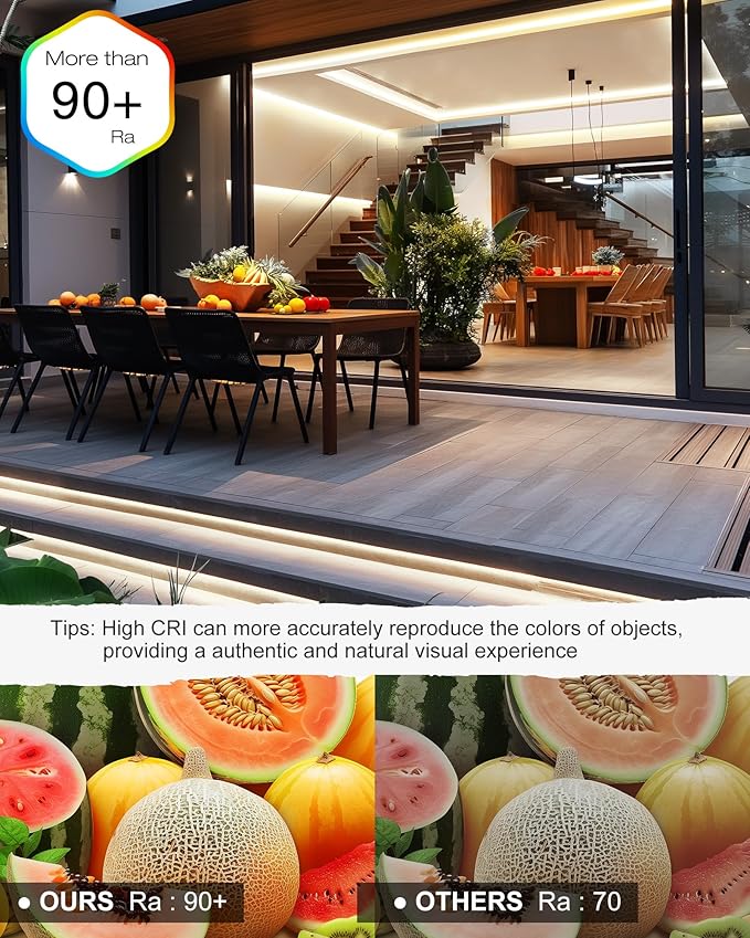 EMITEVER COB LED Strip Lights Waterproof IP67, 4000K Neutral White Outdoor 24V Dimmable Silicone Tape Lighting 16.4ft High Density, 300+LM/ft, 2400LEDs,3W/ft, UL Listed (Power Supply Not Included)