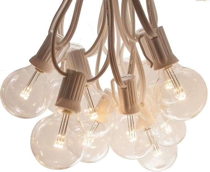 Hometown Evolution, Inc. 100 Foot LED Globe String Lights (G40 LED 0.6 Watt Bulbs - White Wire) for Cafe, Bistro, Market, Party and Tent Lighting