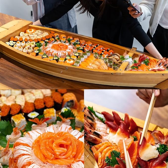Sushi Boat Serving Tray, 24 Inch Sushi Boat for Restaurant Plates Commercial, Oversized Sushi Boat Trays for Restaurants or Home Use