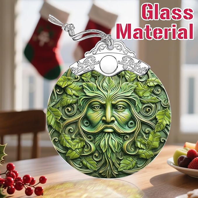 Christmas Ornaments: Stained Glass Ornament, Christmas Tree Ornament, Hanging Ornaments for Home Decor & Xmas Tree Decorations – Exquisite Holiday Decor, Gifts & Holiday Present - Green Face