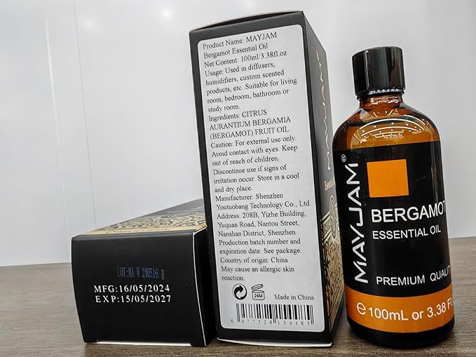 MAYJAM 100ML/3.38FL.OZ Bergamot Fragrance Oils with Glass Dropper, Essential Oils for Diffusers for Home, Long Lasting Scented Oils for Diffusers Soap Candle Making