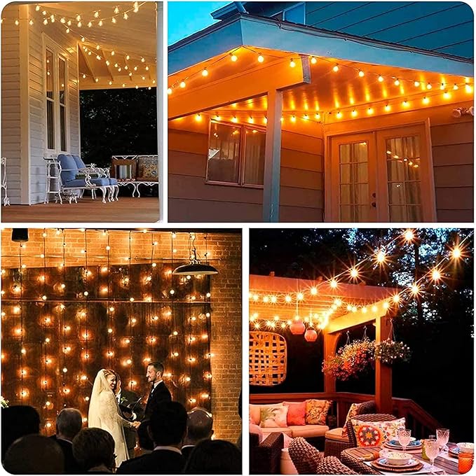 Outdoor LED String Lights, 50Ft with 52 Frosted White LED Globe Bulbs, Waterproof for Indoor/Outdoor Use, Perfect for Garden, Bistro, Pergola, Tents & Decorations, White