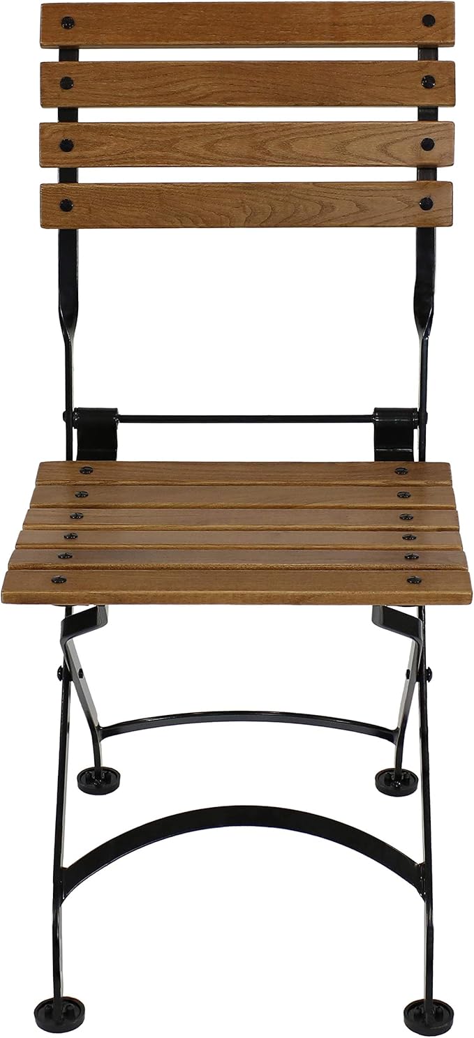 Sunnydaze European Chestnut Wooden Folding Dining Chair - for Indoor or Outdoor Use - Set of 2
