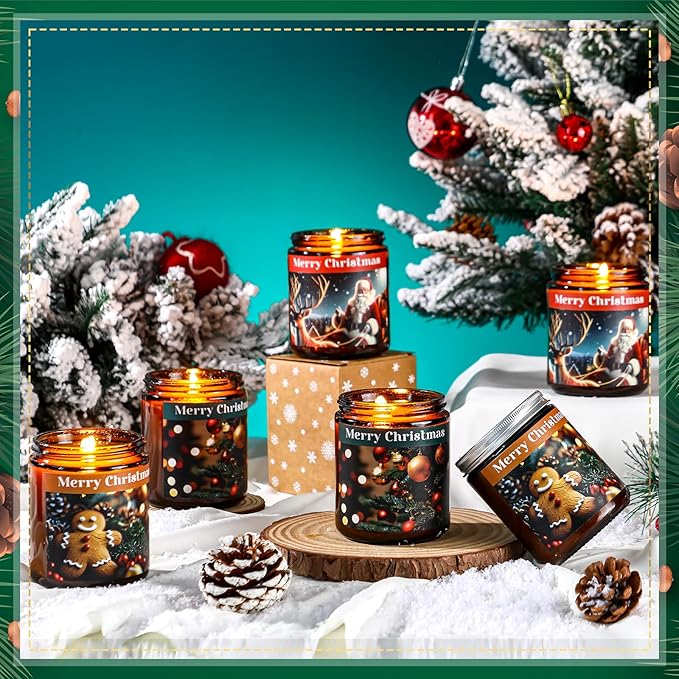 Christmas Gifts Scented Candles Bulk 7 oz Soy Wax Home Floral Holiday Christmas Jar Candles Set Bundle with Gift Boxes Long-Lasting Scents for Women and Mom