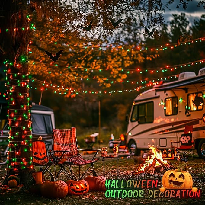 JMEXSUSS 200 LED String Lights Outdoor for Halloween Decor, Red & Green Christmas Lights Clear Wire, 11 Modes Connectable Twinkle String Lights Plug in for Christmas Halloween Garden Home Decorations