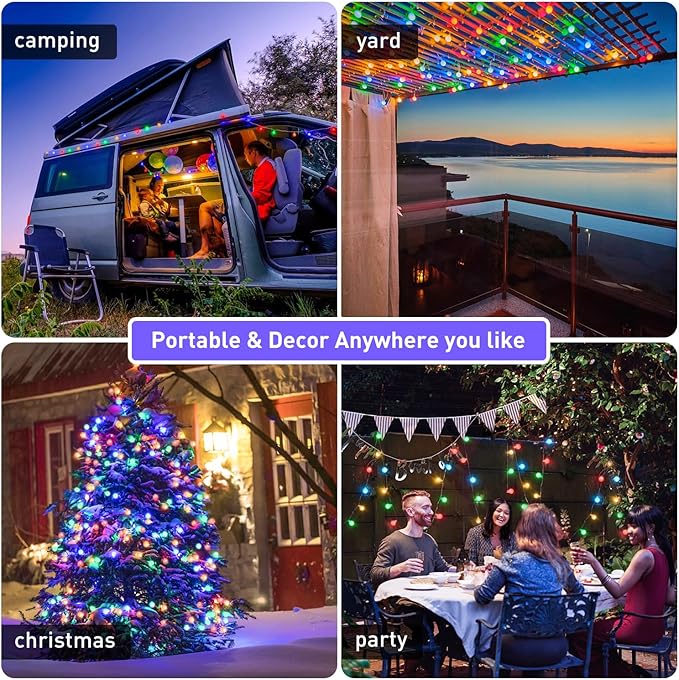 JMEXSUSS 100 LED Battery Operated Christmas Lights Indoor Outdoor Waterproof, 33ft Battery Powered Globe String Lights with Remote, Fairy Lights for Bedroom Party Christmas Decoration (Multi-Color)