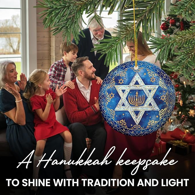 FLAGWIX Hanukkah Gifts for Men Women - Ceramic Christmas Ornaments 2025 for Tree Decorations - Hanukkah Decorations for Home, Spiritual Christmas Tree Ornaments, Jewish Gifts for Mom Sister Friends