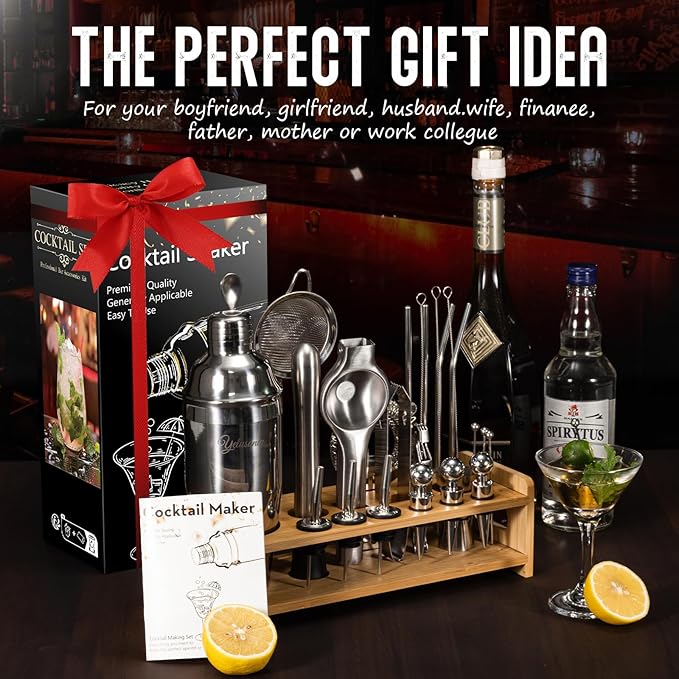 26-Piece Cocktail Shaker Set - Bartender Kit with Stand, Shakers for Cocktail with All Shakers Bartending Bar Tool for Drink Mixing, Home, Lounge & Party