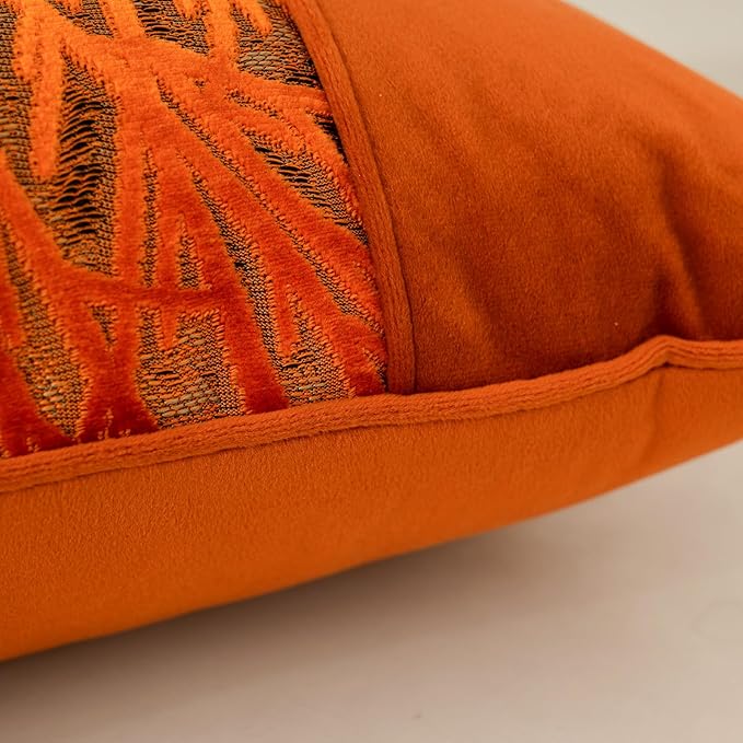 Yangest Orange Twigs Throw Pillow Cover Velvet Branches Velvet Cushion Case Neutral Pillowcase for Sofa Couch Bedroom Living Room Home Decor,18x18 Inch