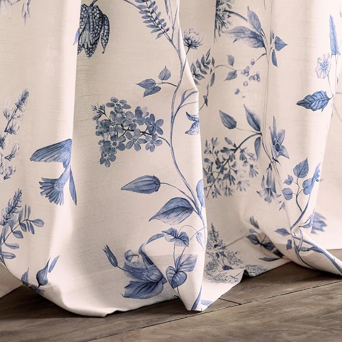 Maison d' Hermine Curtains for Living Room 100% Cotton 108 inch Length Two Panels Light Filtering Curtains for Bedroom Windows with Rod and Loop Pockets Drapes (Neo Ipomee Beige, 50" W x 108" L)
