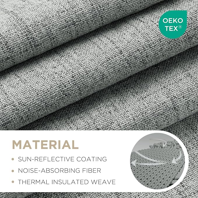 Joydeco Blackout Curtains for Bedroom - 120 Inch Long 100% Light Blocking 2 Panels Light Grey Drapes, Thermal Insulated Room Darkening Curtains, Linen Textured for Living Room, Rod Pocket & Back Tabs