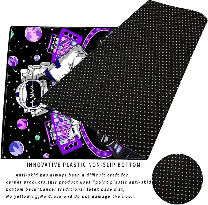 kxry 6 * 9 Feet Space Astronaut Galaxy Soft Area Rugs for Kids Girls Boys Purple Outer Space Themed Floor Carpet for Living Room Bedroom Dorms Nursery Rooms Home Decor Aesthetic