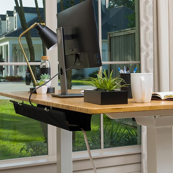 Perfect Posture Mesh Cable Organizer – Under Desk Cable Management with Adjustable Straps, Flexible Mesh, Easy-Access Design, & Standing Desk Compatible – 37.5” (Black)