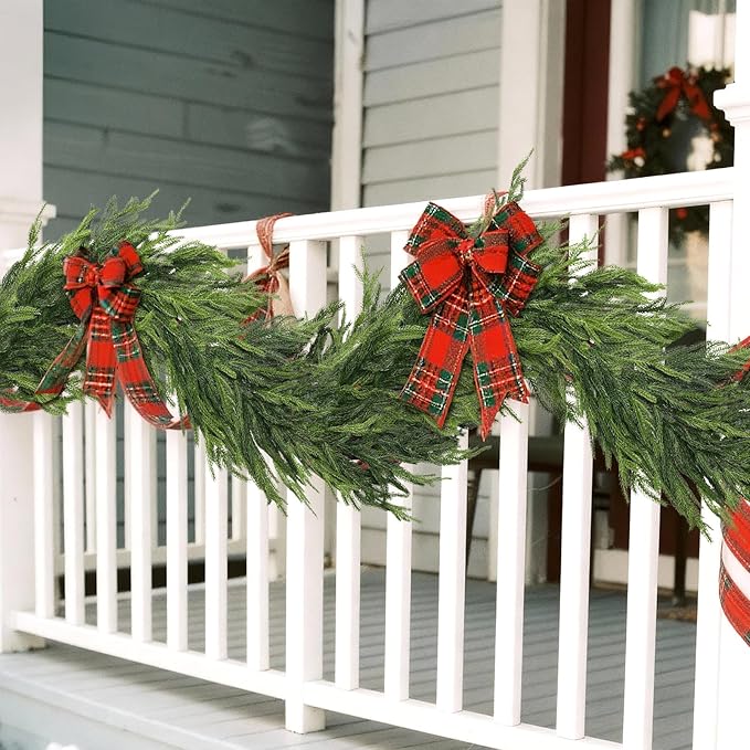 5FT Real Touch Norfolk Pine Garland - Artificial Christmas Garland Fake Green Faux Pine Needles Garland for Table Fireplace Mantle Holiday Home Indoor Outdoor Decor (2PCS)