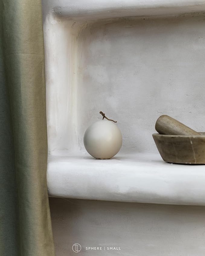 LAWA Sphere Candle - Beautiful Handmade Pillar Scented Soy Wax Elegant Aesthetic Candle Housewarming Gift Home Room Shelf Decor Idea (Light Beige, Small)