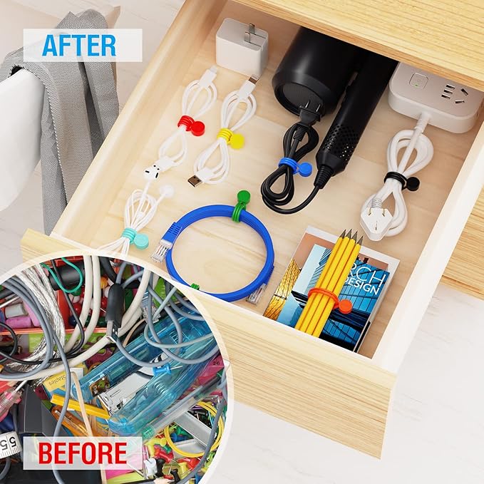 Magnetic Cable Ties Silicone 9 Inch Reusable Magnetic Twist Ties for Cord Cable Organizer and Bundling, Can Be Use in Home Office School Outdoor (6 Colors-12 Pack)