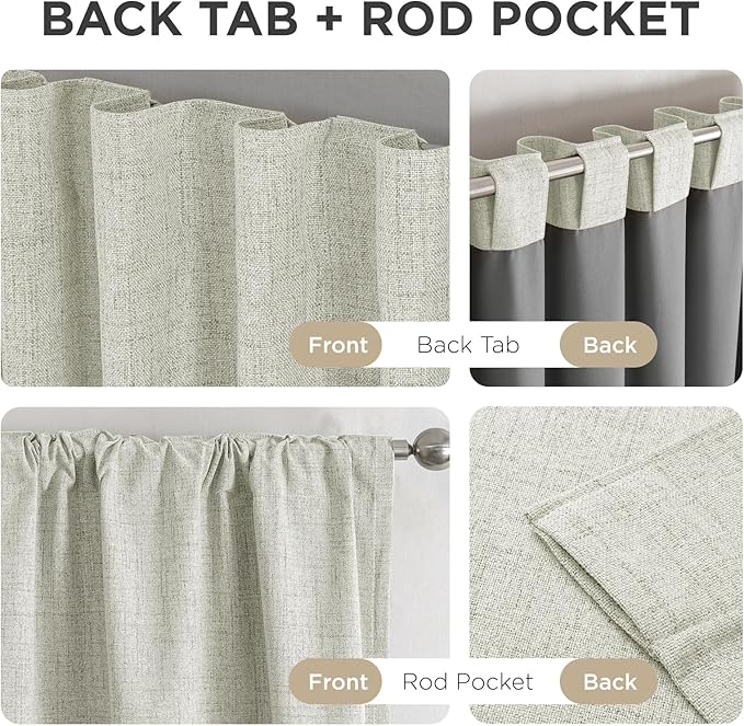 Joydeco Blackout Curtains for Bedroom - 100% Light Blocking 2 Panels Light Beige Drapes 66"W x 96"L, Thermal Insulated Room Darkening Curtains, Linen Textured for Living Room, Rod Pocket & Back Tabs
