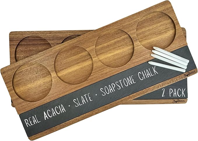 2-Pack Wine Flight Boards – Rustic Wooden Tasting Trays for Wine & Charcuterie – Bar Serving Paddles for Couples, Wine Gift Set for Tastings, Entertaining & Home Décor