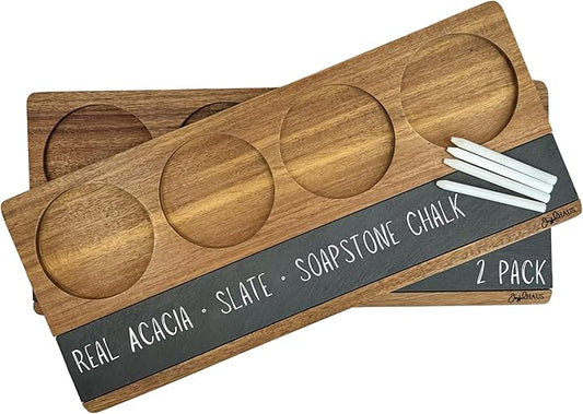 2-Pack Wine Flight Boards – Rustic Wooden Tasting Trays for Wine & Charcuterie – Bar Serving Paddles for Couples, Wine Gift Set for Tastings, Entertaining & Home Décor