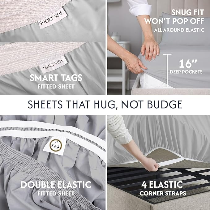 100% Egyptian Cotton Percale Sheets Twin Size - Genuine Luxurious 400 Thread Count - Naturally Crisp, Breathable, Skin-Friendly & Cooling - Softer After Each Wash - Oeko-TEX Certified Giza