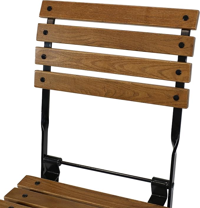 Sunnydaze European Chestnut Wooden Folding Dining Chair - for Indoor or Outdoor Use - Set of 2