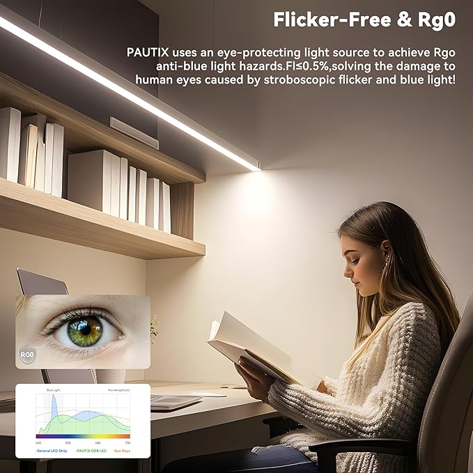 PAUTIX COB LED Strip Light 65.6ft/20m,Work with Alexa/Google Assistant,9600 LEDs Natural White 4000K,CRI93+ Super Bright High Lumen,Dimmable 24V Flexible LED Light Strip,for Home&Office DIY Lighting