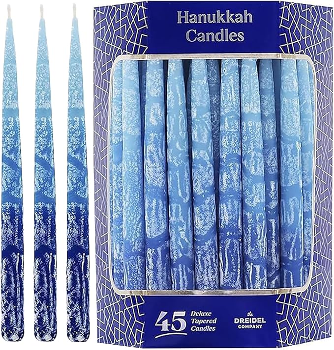 The Dreidel Company Hanukkah Candles Multi Blue Hued Frosted Deluxe Tapered Candles (Single-Pack)