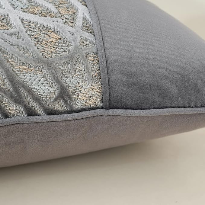 Yangest Grey Throw Pillow Cover Velvet Cushion Cover Branches Rectangular Pillowcase for Sofa Couch Bedroom Living Room, 12x20 Inch