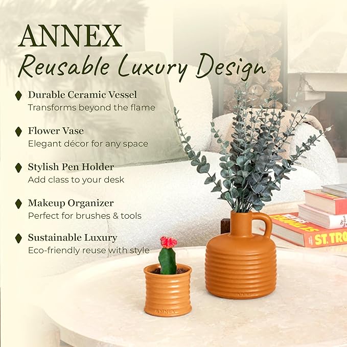 Scented Luxury Candles in Handmade Ceramic Jars, Soy Wax | Orange Blossom β Orange & Mimosa, Large Candle | Non Toxic, 2 Wicks, Reusable Big Orange Jar | Natural Spring Aromatherapy for Women & Men
