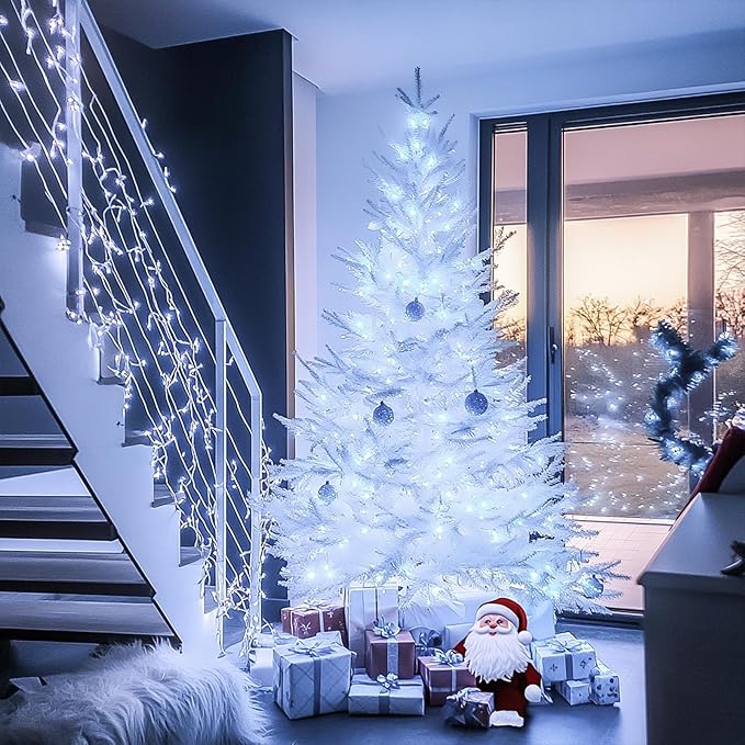 JMEXSUSS 66ft 200 LED White Christmas Lights Indoor Outdoor, Connectable String Twinkle Lights Outdoor Clear Wire Plug in for Bedroom House Fireplace Christmas Tree Decoration