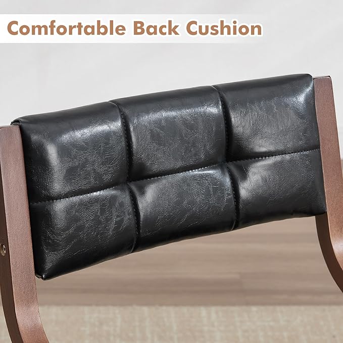 4-Pack Folding Dining Chairs with Cushion,Faux Leather Padded Foldable Dining Chairs,Portable Wooden Folding Chairs for Dining Rooms Kitchen Wedding and Party Indoor Black